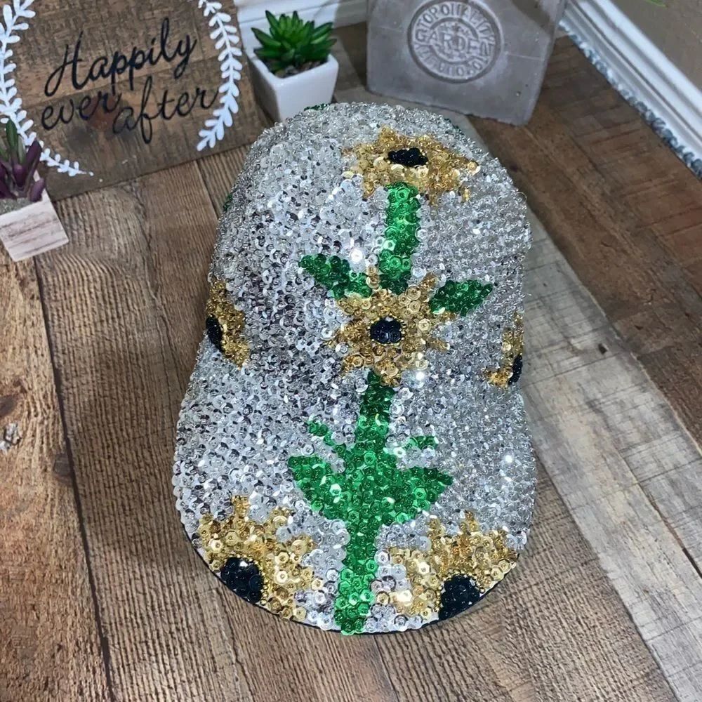Sequin sunflower bling hat cap - Picture 4 of 7